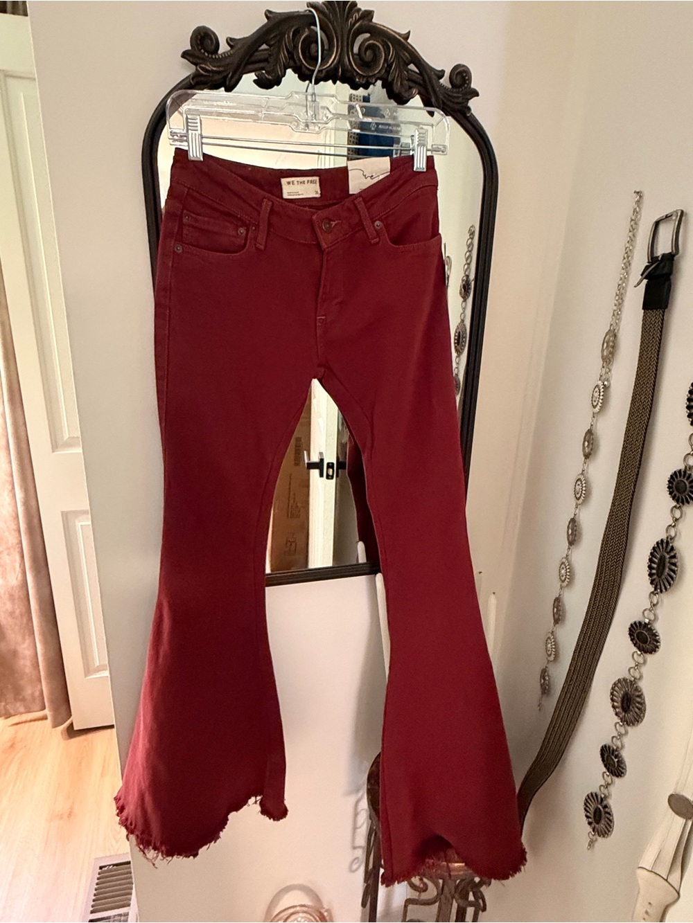 WE THE FREE Free People Red Wine Denim
